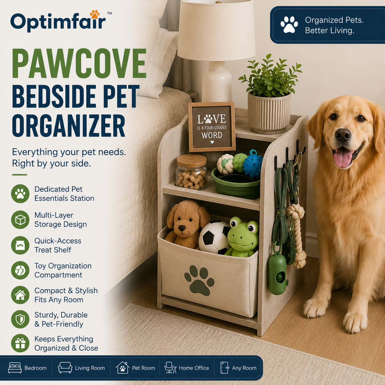 Optimfair™ PawCove Bedside Pet Organizer